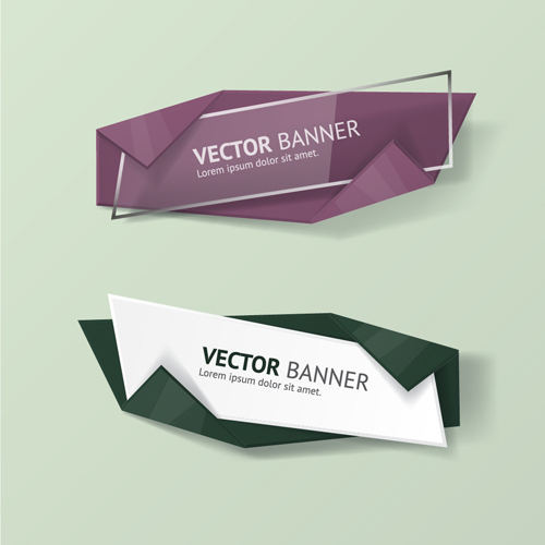 Glass with origami business banners vector 04  