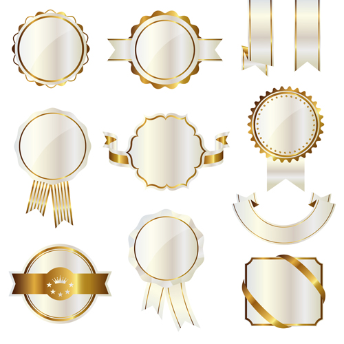 Golden with white frame labels and ribbon 02  