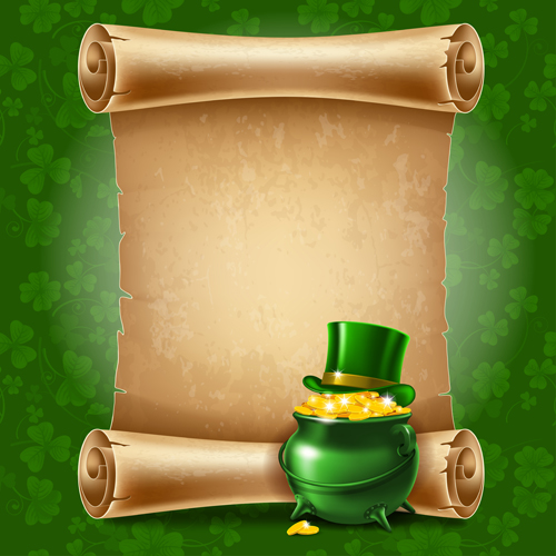 Green saint patrick day background vector 04  