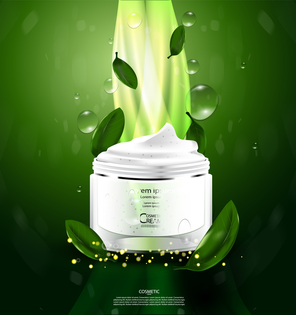 Green tea cosmetic cream advertising poster template vector 10  