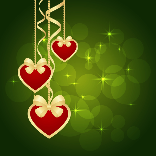 Green valentine background heart decorative vector 02  