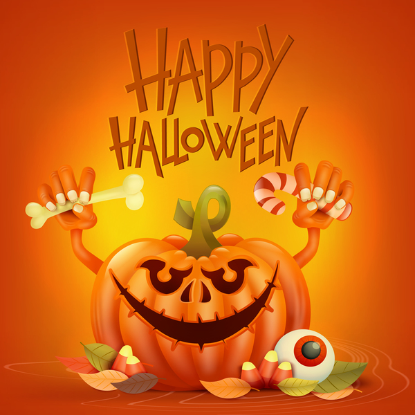Halloween funny pumpkin design vectors 04  