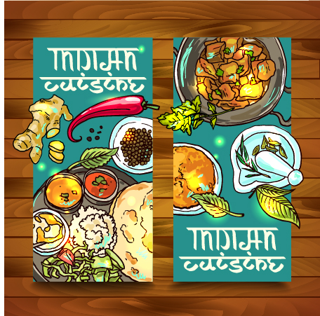 Hand drawn Indian food elements vector 02  