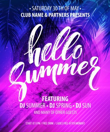 Hello Summer Party flyer ontwerp vector 03  