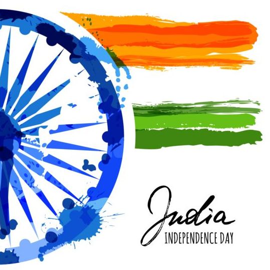 インド独立記念日水彩画背景ベクトル04  