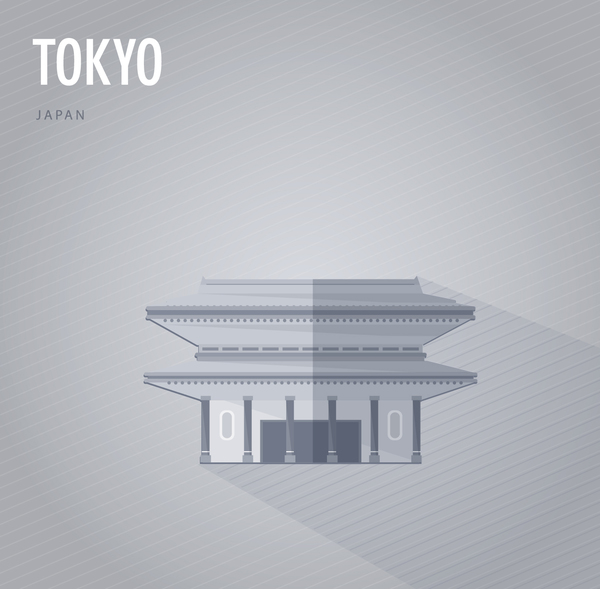 Japan Tokyo monuments vector  