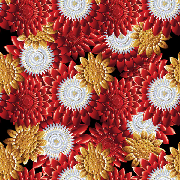 高級花のシームレスなパターン ベクトル 05  