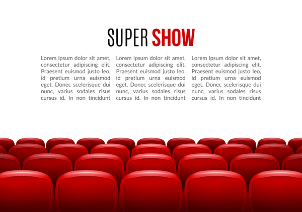 Movie theater background with red seats vector 01  