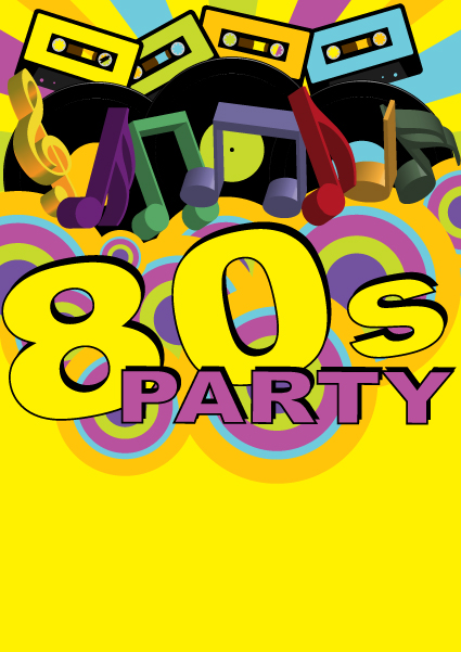 Elements of Music 80s party flyer design vector 04  