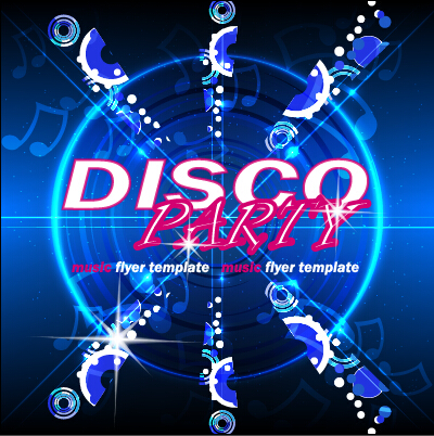 Music disco party flyer design vector material 01  
