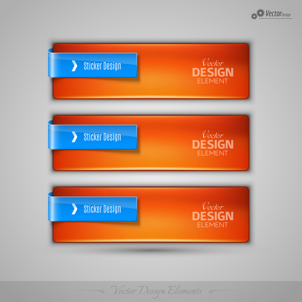 Ornage red glass texture banners vector  
