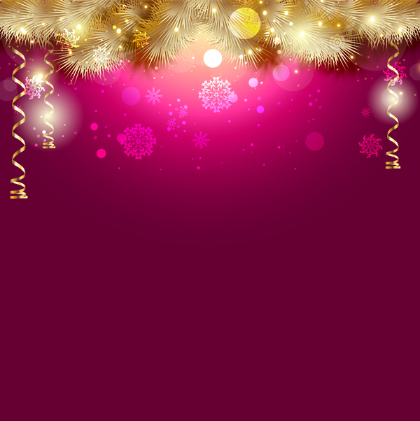 黄金装飾ベクトルと紫色のクリスマス背景  