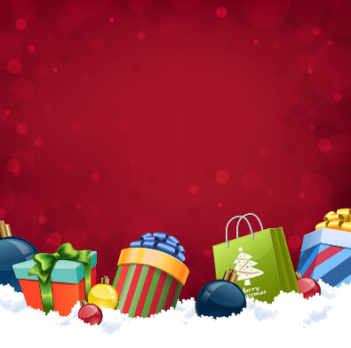 Red background with christmas gift vector  
