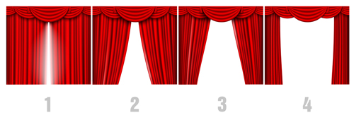 Red silk curtains design vector set 06  