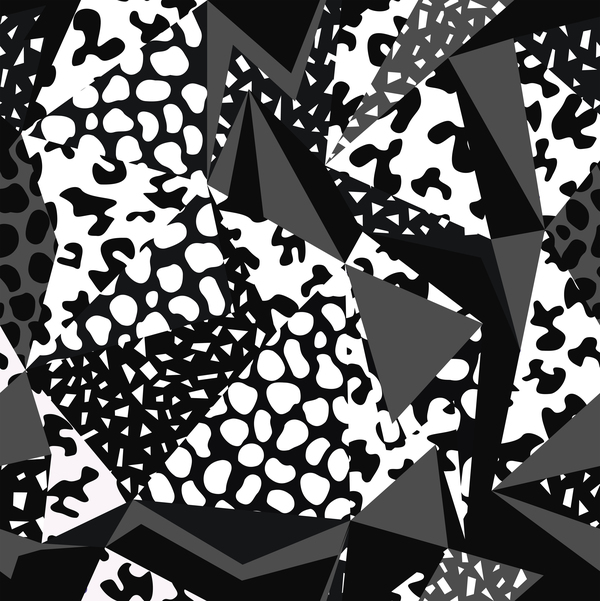 レトロなシームレス パターン黒ベクトル 06 白  