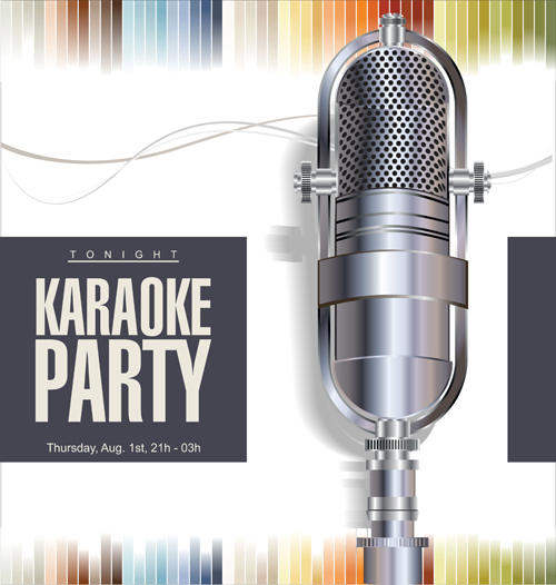 Rock night karaoke party poster vector 02  