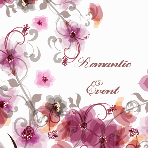 Romantic style pink flowers vector background  