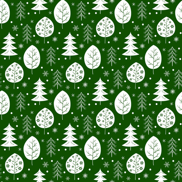 Flocon de neige avec arbre de Noël vecteur seamless pattern 01  