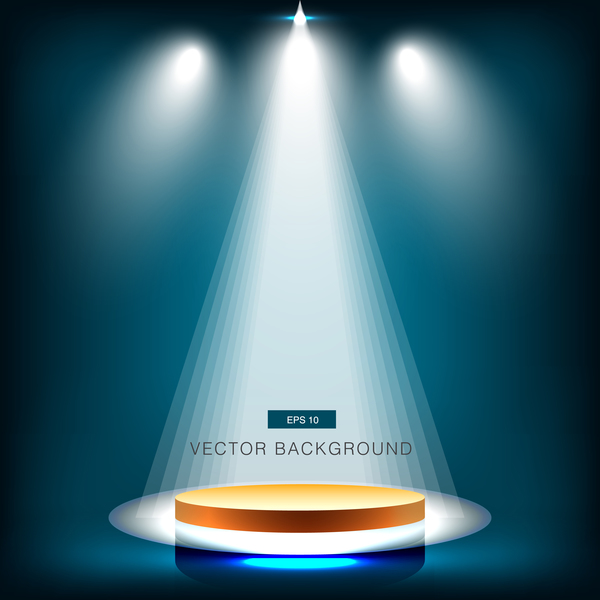 Spotlight effect background with gold podium vector 02  