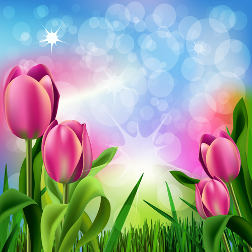 Spring flower beautiful backgrounds vectors 03  
