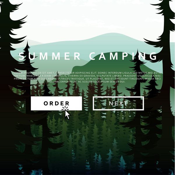 Summer forest landscape vector material 03  