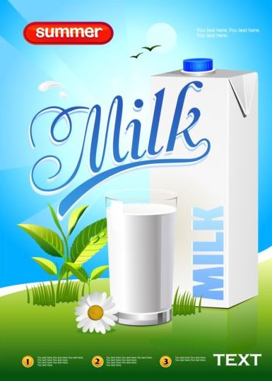 Summer milk poster vector  