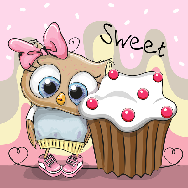 Sweet cupcake card vector 01  