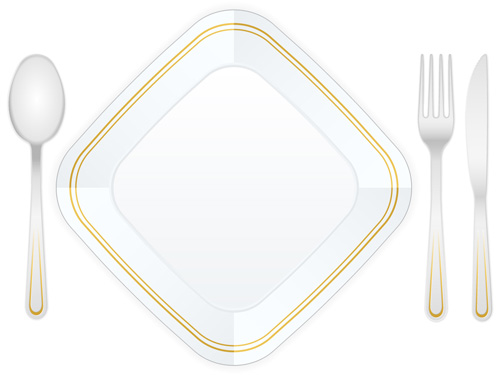 Tableware with empty plate vector 03  