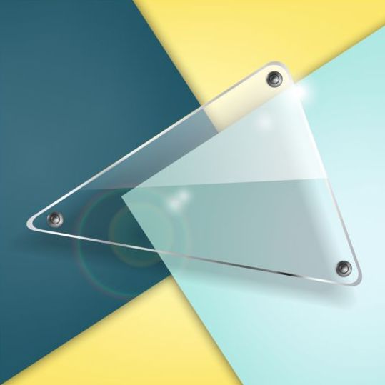 Dreieck-Glas-Banner mit farbigem Hintergrundvektor  