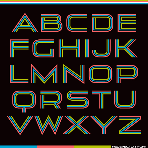 Tricolor alphabet letters vector  