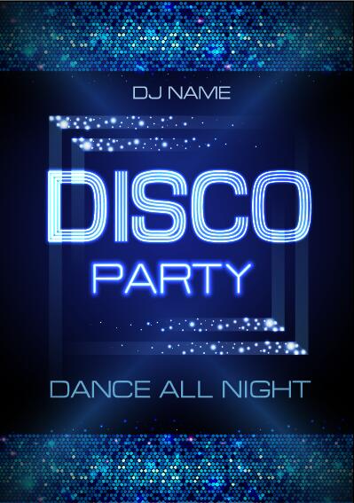 Vector night club disco party poster template 07  