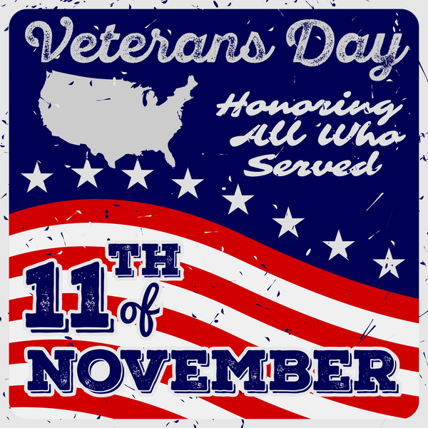 Veterans day grunge template vector 05  