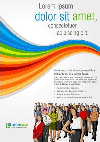 Business people with brochure cover vector 01  