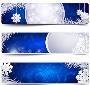 Blue christmas banner with snowfloake vector  