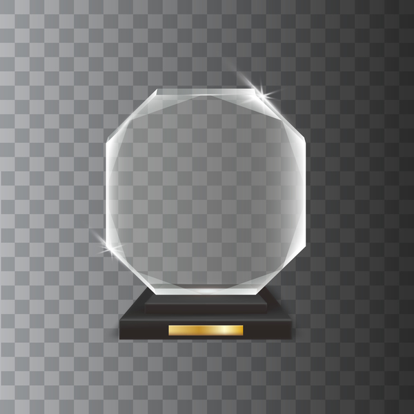 hexagon acrylic glass trophy award vector  