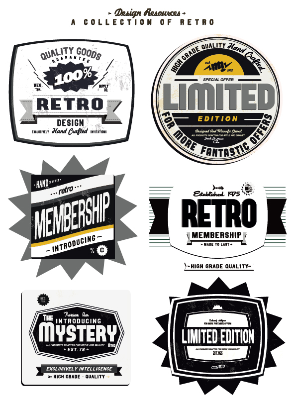 Set of Vintage commerce labels Stickers 02  