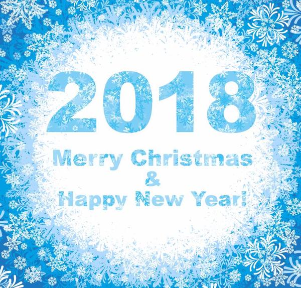 2018年の新しい年とクリスマスの雪片の背景ベクトル  