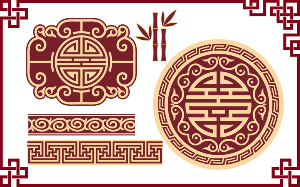 Chinese style floral decorative elements 05  
