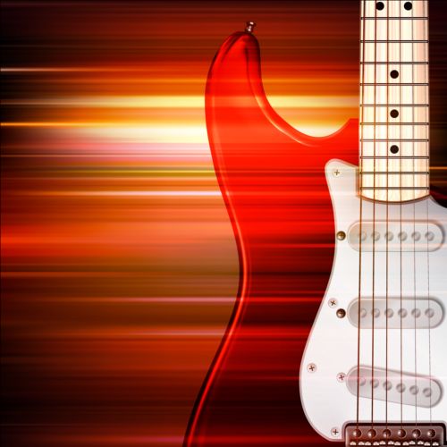 Abstract music background with electric guitar vector  