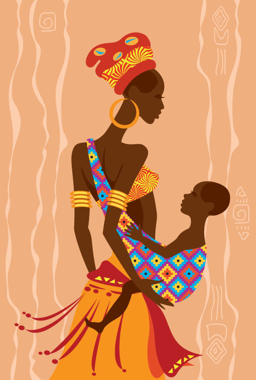 African woman illustrtion vector material 07  