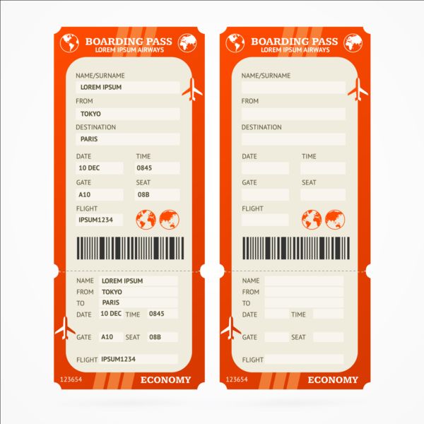 Airline tickets template design vector 06  