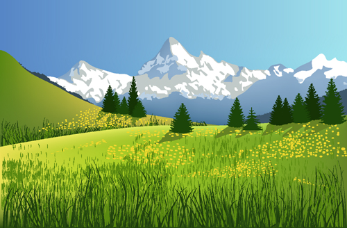 Beautiful fields landscapes vector set 11  