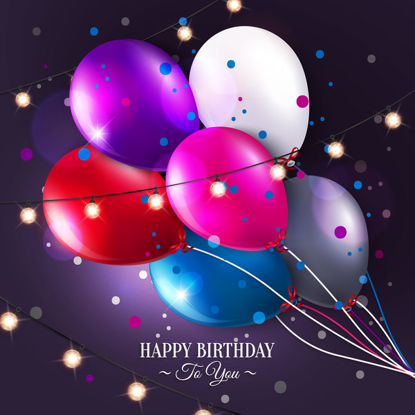Birthday balloons with light buld decor vector  
