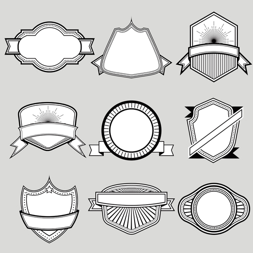 Black with white blank labels vector set 04  