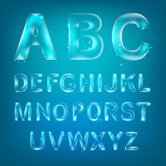 青色の透明なアルファベットベクトル  