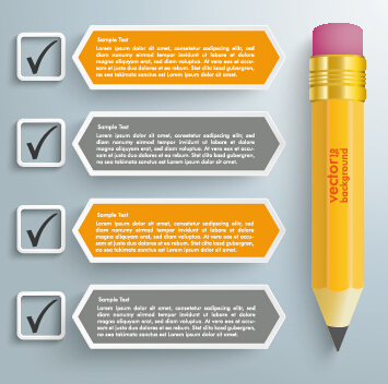 Business Infographics with pencil vector 04  