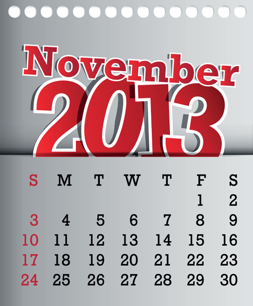 Calendar November 2013 design vector graphic 11  