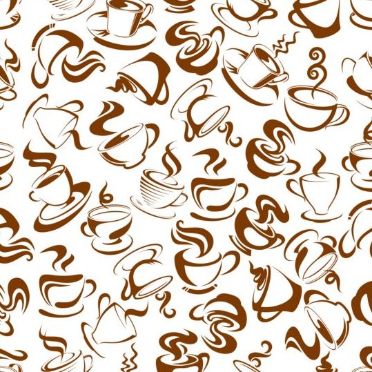 카푸치노 커피 완벽 한 패턴 벡터 자료 03  