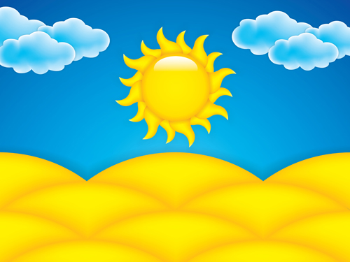 Cartoon sun with summer backgrond vector 03  