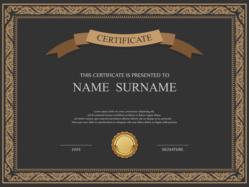 Certificates ornate design vector template 04  